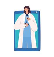 virtual woman doctor design vector