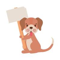 cachorro sosteniendo una pancarta vector