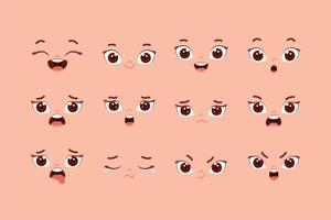 twelve cute expressions vector