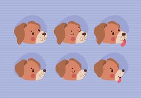 six dog faces vector