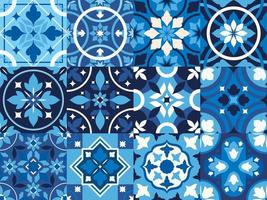 azulejos azules vintage vector