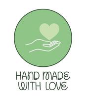 handmade with love stamp vector