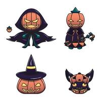 halloween character illustration with pumpkin vector