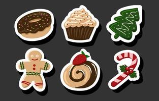 Christmas Cookies And Biscuits Desserts Sticker Set vector