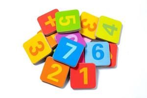 Math number colorful on white background, education study mathematics learning teach concept. photo