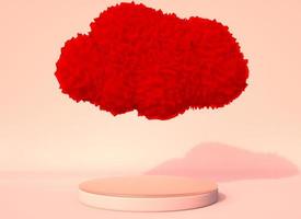Background 3d rendering with podium and minimal cloud scene, minimal product display background. photo