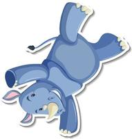 Rhinoceros dancing cartoon character sticker vector