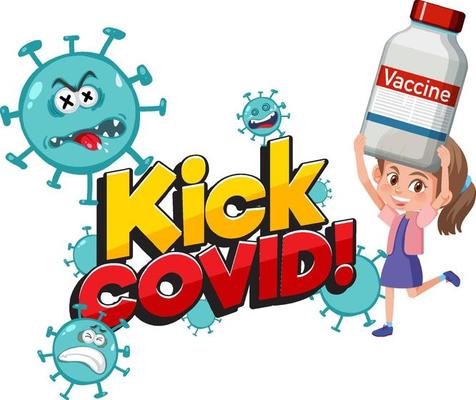 Coronavirus vaccination concept with cartoon character