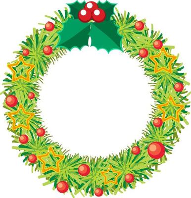 Christmas wreath decor isolated