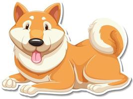 A sticker template of dog cartoon character vector