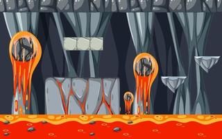 plantilla de juego de plataformas de cueva de lava vector