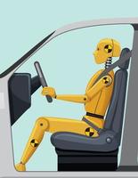 Crash test dummy in the car vector