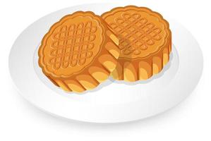 Mooncakes on white plate on white background vector