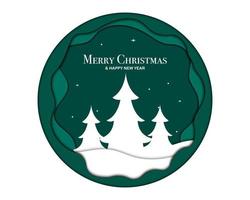 Merry Christmas Happy New Year Circle Paper vector
