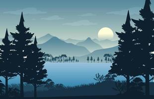 Silhouette forest landscape background vector