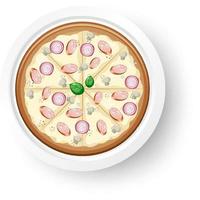 Top view of cheese pizza on white background vector