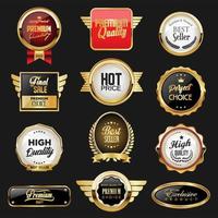 Etiquetas de venta de oro y negro colección de diseño retro vintage vector
