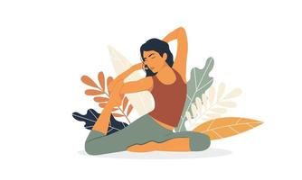 A woman practicing yoga, isolated. Vector illustration