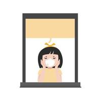 woman near open window Stay at home vector