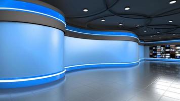 3D Virtual TV Studio News, Backdrop For TV Shows .TV On Wall.3D Virtual News Studio Background photo