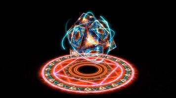 Magic circle powerful red energy double heaven six stars rotating and pandora eternal magic flame cube empty core video