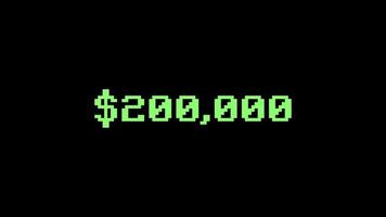 Digital green counter money one million dollars video