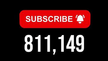 One million subscribers counter on isolated black background video