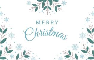 Merry Christmas greeting card with snowflakes and ilex branches. Perfect for banners, backgrounds, wallpapers. vector