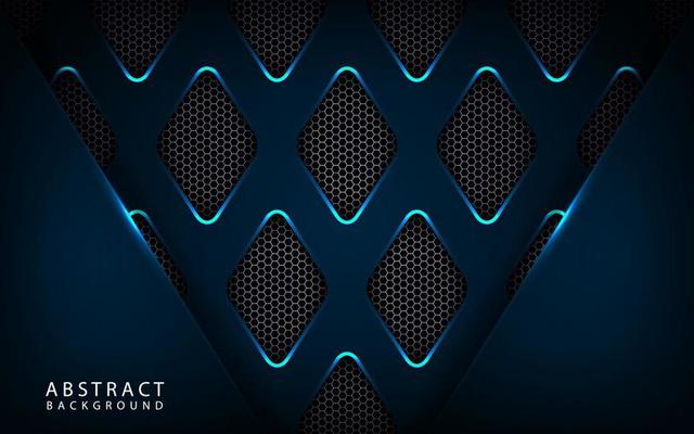 Abstract 3D blue technology background overlap layer on dark space with metal light line effect decoration. Modern template element future style for flyer, banner, cover, brochure, or landing page