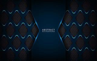 Abstract 3D blue technology background overlap layer on dark space with metal light line effect decoration. Modern template element future style for flyer, banner, cover, brochure, or landing page