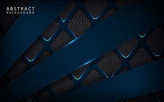 Abstract 3D blue technology background overlap layer on dark space with metal light line effect decoration. Modern template element future style for flyer, banner, cover, brochure, or landing page vector