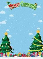 Merry Christmas background template with Christmas tree vector