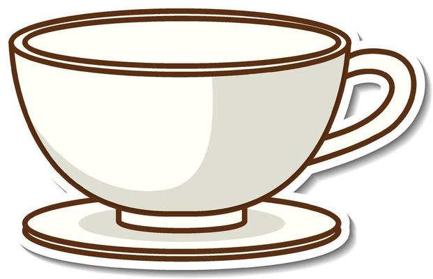 Sticker design with empty coffee cup isolated