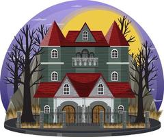 Haunted house at night scene vector