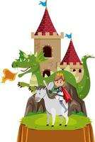 Knight in front of castle vector