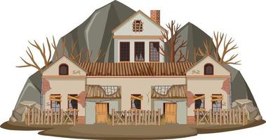 Isolated old broken house in the rural vector