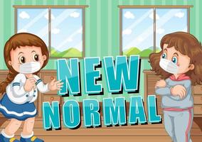 New Normal with students keep social distancing in the classroom vector