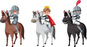 Set of knight and prince riding horse vector