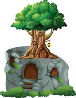 Isolated fantasy tree on cliff vector