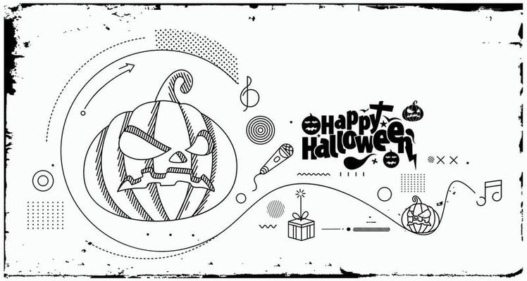 Happy Halloween Abstract Party Banner or Poster.