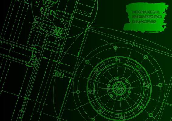 Sketch. Vector engineering illustration. Computer aided design systems