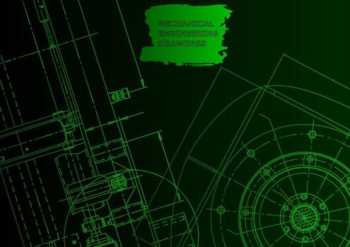 Sketch. Vector engineering illustration. Computer aided design systems