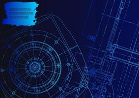 Sketch. Vector engineering illustration. Computer aided design systems