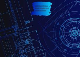 Sketch. Vector engineering illustration. Computer aided design systems