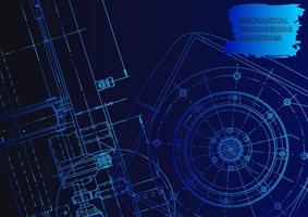 Sketch. Vector engineering illustration. Computer aided design systems