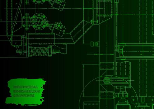Sketch. Vector engineering illustration. Computer aided design systems