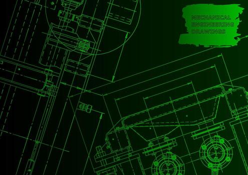 sistemas de diseño asistido por computadora. ilustraciones técnicas, fondo vector