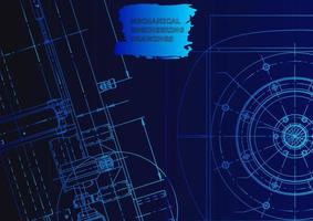 Sketch. Vector engineering illustration. Computer aided design systems