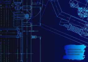 Sketch. Vector engineering illustration. Computer aided design systems