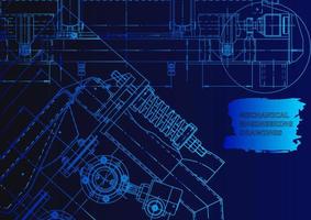 Sketch. Vector engineering illustration. Computer aided design systems